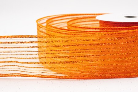 Orange Metallic Sheer Fine Pinstripe Ribbon_KW0456GC-54-54